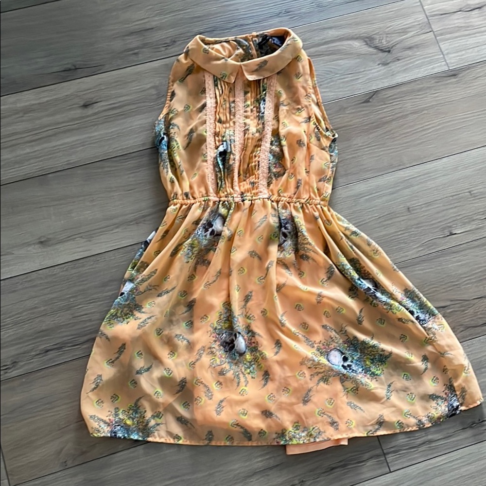 Fire Los Angeles Orange skull Sleeveless Halter Sundress